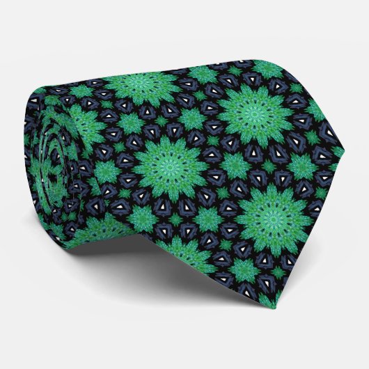 Green Starburst Neck Tie Krawatte (Gerollt)