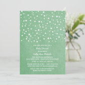 Green Starry Night Baby Dusche laden ein Einladung (Stehend Vorderseite)