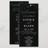 Green Stars Celestial Black Wedding Program (Vorne/Hinten)