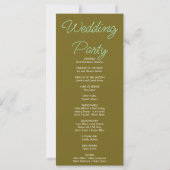 Green Stars Celestial Dark Gold Wedding Program (Rückseite)