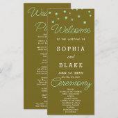 Green Stars Celestial Dark Gold Wedding Program (Vorne/Hinten)
