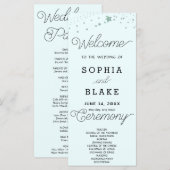 Green Stars Celestial Light Blue Wedding Program (Vorne/Hinten)