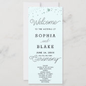 Green Stars Celestial Light Blue Wedding Program (Vorderseite)