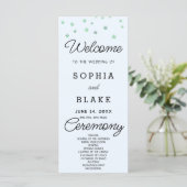 Green Stars Celestial Light Blue Wedding Program (Stehend Vorderseite)