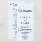 Green Stars Celestial Light Blue Wedding Program (Vorne/Hinten)