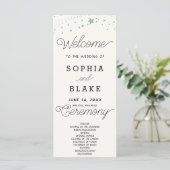 Green Stars Celestial Off White Wedding Program (Stehend Vorderseite)