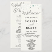 Green Stars Celestial Off White Wedding Program (Vorne/Hinten)