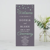 Green Stars Celestial Smoke Gray Wedding Programm (Stehend Vorderseite)