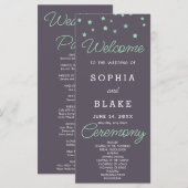 Green Stars Celestial Smoke Gray Wedding Programm (Vorne/Hinten)