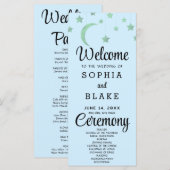 Green Stars Crescent Moon Blue Wedding Program (Vorne/Hinten)