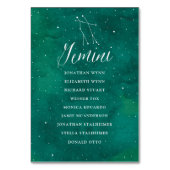 Green Stars Hochzeitskarte Gemini Tischnummer (Rückseite)