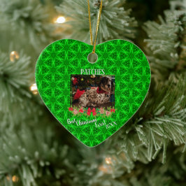 Green Stars Muster Foto Weihnachten Keramik Ornament