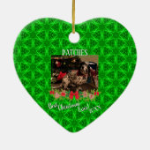 Green Stars Muster Foto Weihnachten Keramik Ornament (Hinten)