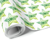 Green Stars Starry Muster Weihnachten Elegant Geschenkpapier (Rolleneckpunkt)