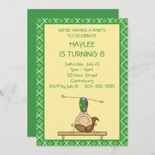 Green Stars Strichmännchen Gymnastik Geburtstagspa Einladung