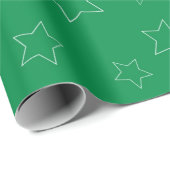 Green Stars Wrapping Paper Geschenkpapier (Rolleneckpunkt)