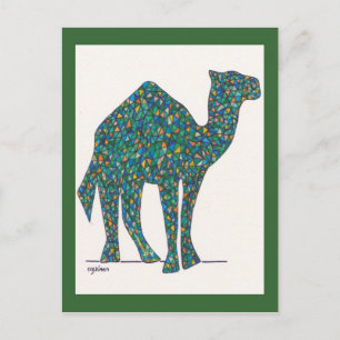 Green Stated Glass Camel Post Card Postkarte