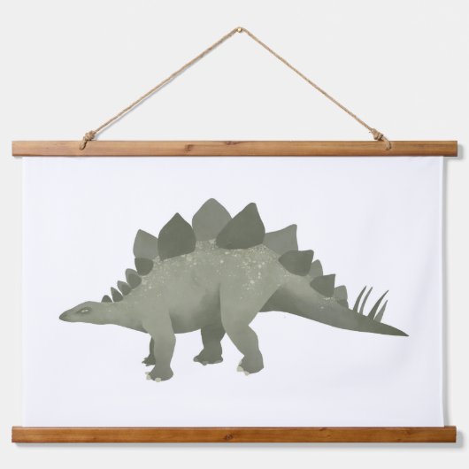 Green Stegosaurus Dinosaurier Kinderzimmer Wandteppich Mit Holzrahmen (Vorne)