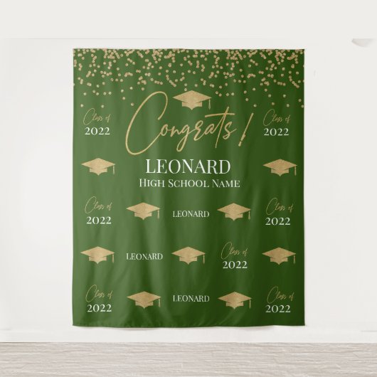 Green Step and repeat Graduation Backdrop banner Wandteppich (Vorderseite)