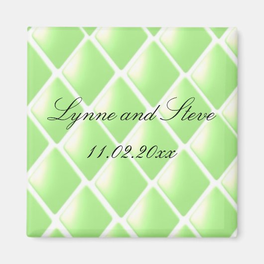 Green Steppdiamant Save the Date Magnet (Vorne)