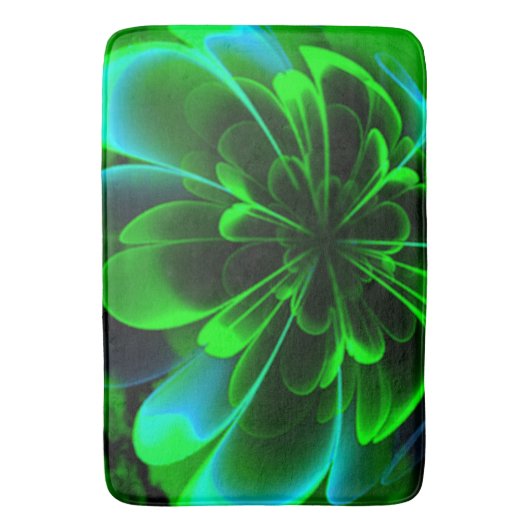 Green Stilized Corolla Bent Up Petals Badematte (Vorderseite Vertikal)