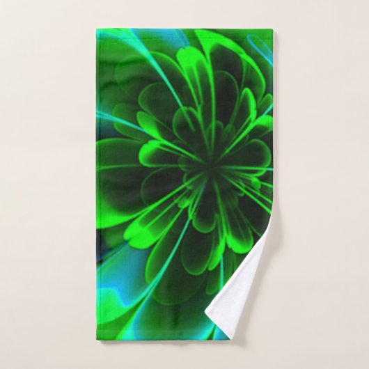 Green Stilized Corolla Bent Up Petals Badhandtuch Set (Handtuch)