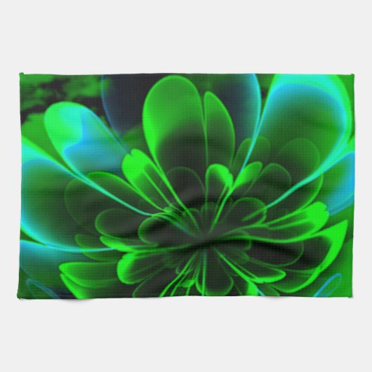Green Stilized Corolla Bent Up Petals Geschirrtuch (Horizontal)