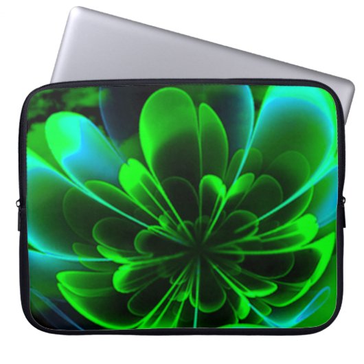 Green Stilized Corolla Bent Up Petals Laptopschutzhülle (Vorderseite)