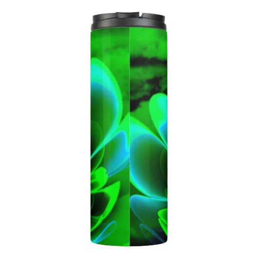 Green Stilized Corolla Bent Up Petals Thermosbecher (Rückseite)