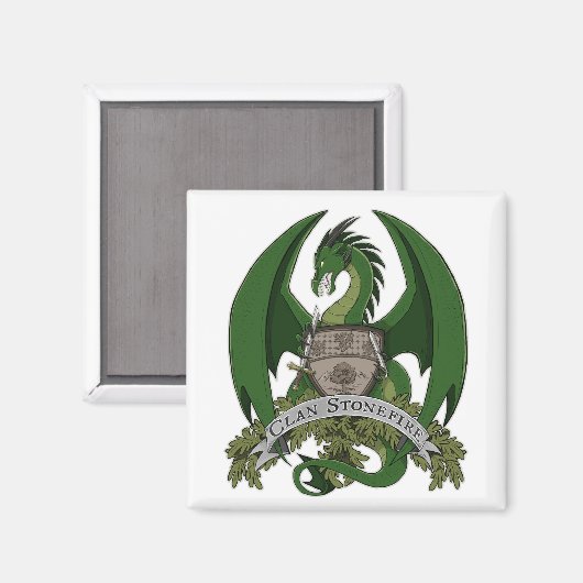 Green Stonefire Dragons Wappen Magnet (Vorderseite/Rückseite)