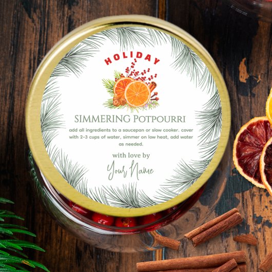 Green Stovetop Christmas  Simmering Potpourri  Runder Aufkleber
