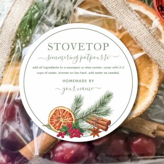 Green Stovetop Potpourri Label Sticker