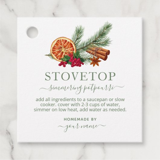 Green Stovetop Potpourri Tag Geschenkanhänger (Vorderseite)