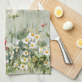Green Strawberries Daisy Flowers Geschirrtuch (Viertel Falte)