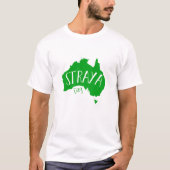 Green STRAYA Map of Australia Day on Light T-Shirt (Vorderseite)