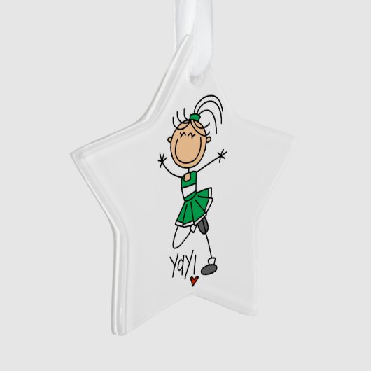 Green Strichmännchen Cheerleader Ornament (Vorderseite)