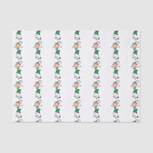 Green Strichmännchen Cheerleader Seidenpapier (Vorderseite)