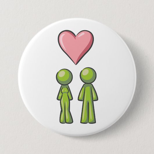 Green Strichmännchen Couple Pink Heart Liebe Button (Vorderseite)