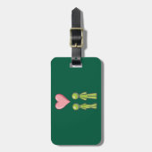 Green Strichmännchen Couple Pink Heart Liebe Gepäckanhänger (Vorderseite vertikal)