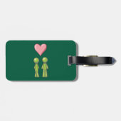Green Strichmännchen Couple Pink Heart Liebe Gepäckanhänger (Rückseite horizontal)