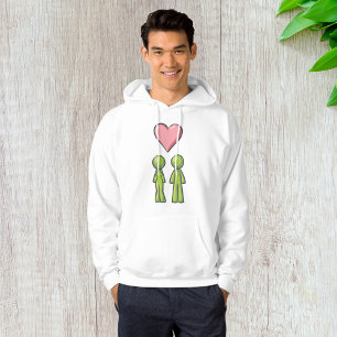 Green Strichmännchen Couple Pink Heart Liebe Hoodie