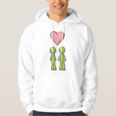 Green Strichmännchen Couple Pink Heart Liebe Hoodie (Vorderseite)
