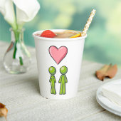 Green Strichmännchen Couple Pink Heart Liebe Pappbecher