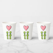 Green Strichmännchen Couple Pink Heart Liebe Pappbecher