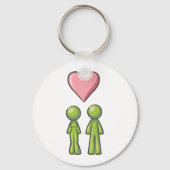 Green Strichmännchen Couple Pink Heart Liebe Schlüsselanhänger (Vorderseite)