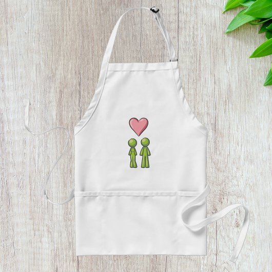 Green Strichmännchen Couple Pink Heart Liebe Schürze
