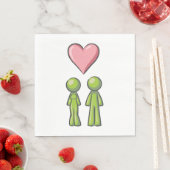 Green Strichmännchen Couple Pink Heart Liebe Serviette (Beispiel)