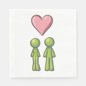 Green Strichmännchen Couple Pink Heart Liebe Serviette (Vorderseite)