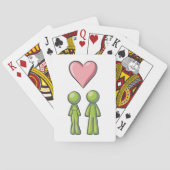Green Strichmännchen Couple Pink Heart Liebe Spielkarten (Rückseite)