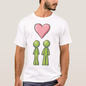 Green Strichmännchen Couple Pink Heart Liebe T-Shirt (Vorderseite)